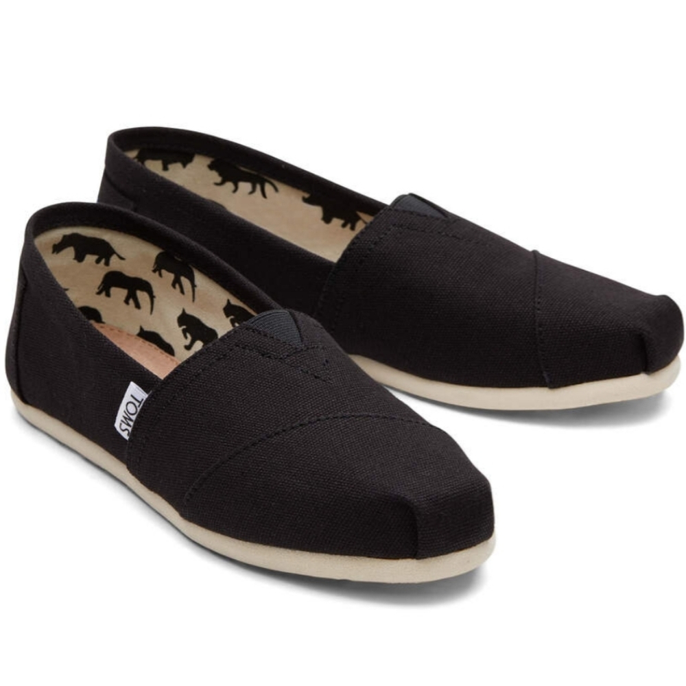 Black Toms Womens 10 Classic Canvas Flats Slip On